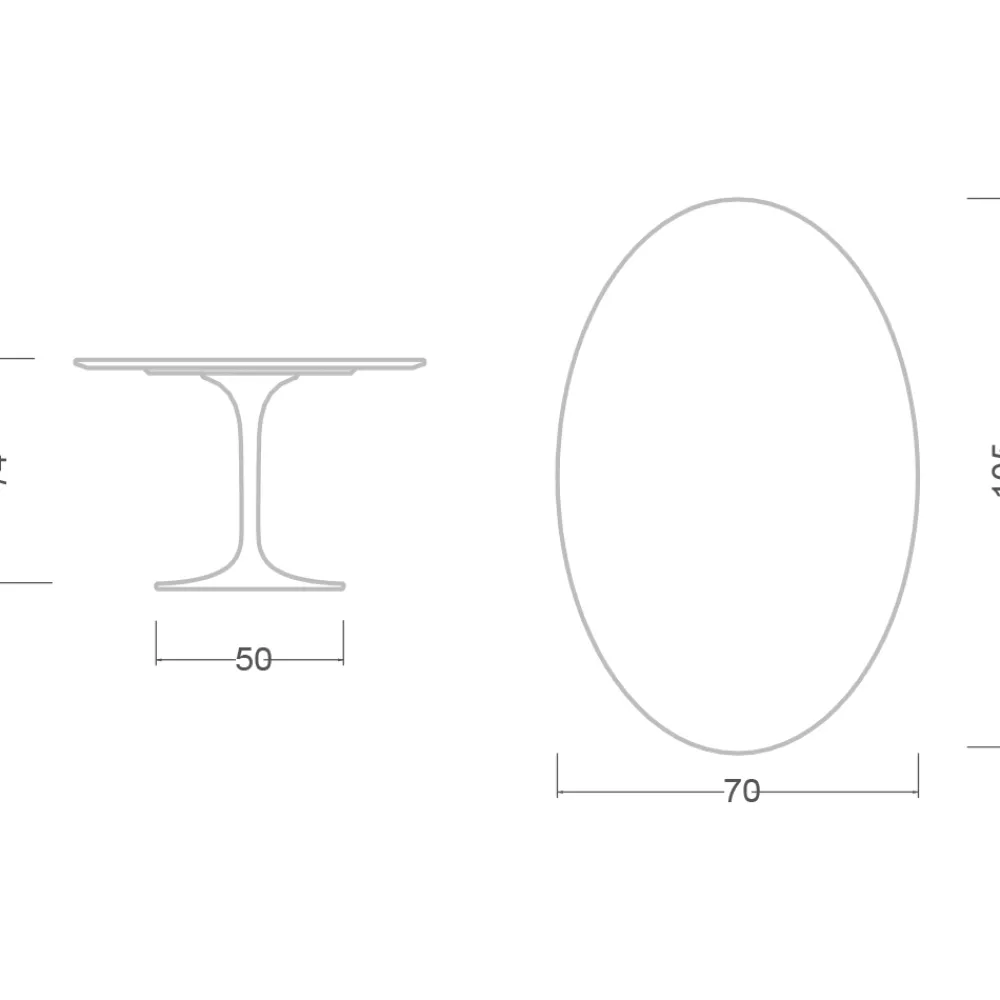 Viadurini Living Tulip Tische|Esstisch Oval-Eero Saarinen H 74 Oval Tulip Tisch aus weißem Flüssiglaminat Made in Italy - Scharlachrot