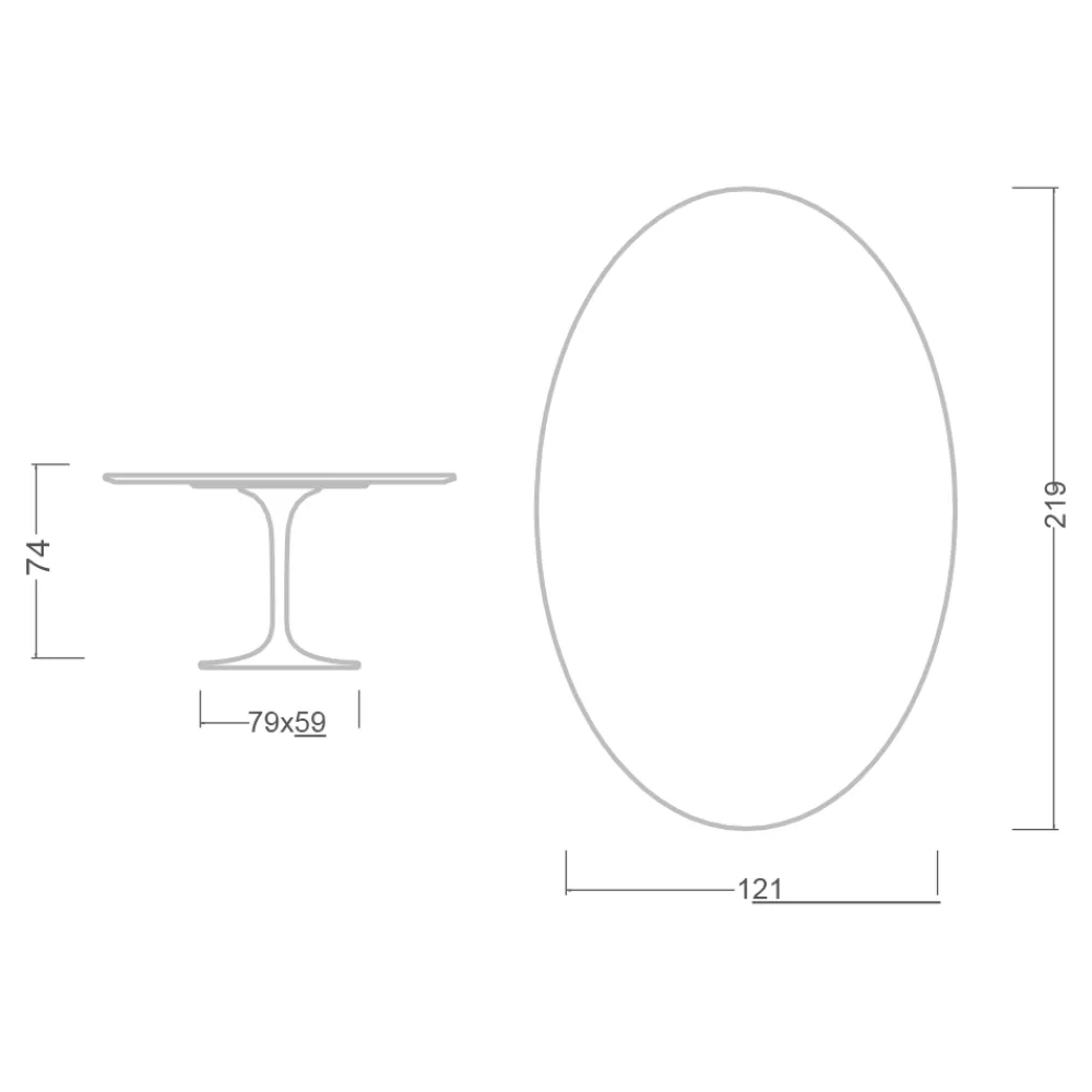 Viadurini Living Tulip Tische|Esstisch Oval-Eero Saarinen H 74 Oval Tulip Tisch aus weißem Flüssiglaminat Made in Italy - Scharlachrot