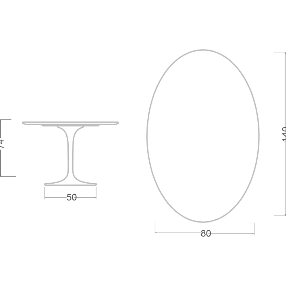 Viadurini Living Tulip Tische|Esstisch Oval-Eero Saarinen H 74 Oval Tulip Tisch aus weißem Flüssiglaminat Made in Italy - Scharlachrot