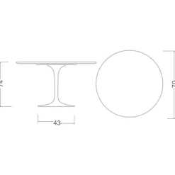 Viadurini Living Tulip Tische|Runde Tische-Eero Saarinen H 74 Runder Tulpentisch aus schwarzem Flüssiglaminat Made in Italy - Scharlachrot