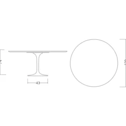 Viadurini Living Tulip Tische|Runde Tische-Eero Saarinen H 74 Runder Tulpentisch aus schwarzem Flüssiglaminat Made in Italy - Scharlachrot