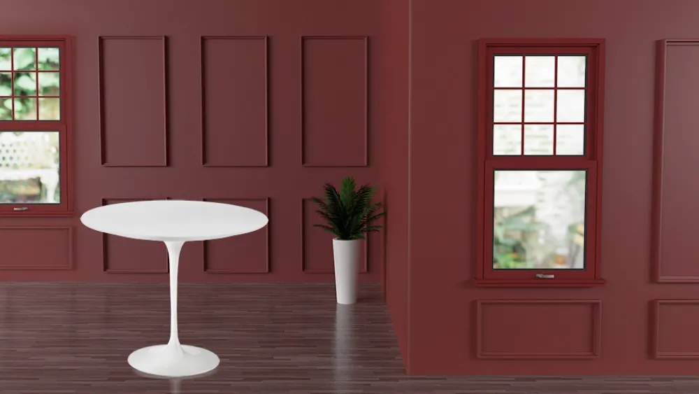 Viadurini Living Tulip Tische|Runde Tische-Eero Saarinen H 74 Runder Tulpentisch aus weißem Flüssiglaminat Made in Italy - Scharlachrot