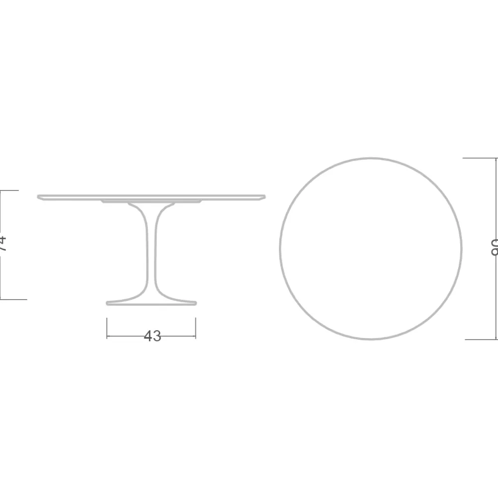 Viadurini Living Tulip Tische|Runde Tische-Eero Saarinen H 74 Runder Tulpentisch aus weißem Flüssiglaminat Made in Italy - Scharlachrot