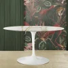 Viadurini Living Tulip Tische|Esstisch Oval-Eero Saarinen Tisch H 74 mit ovaler Platte aus goldenem Calacatta-Marmor Made in Italy - Scharlachrot