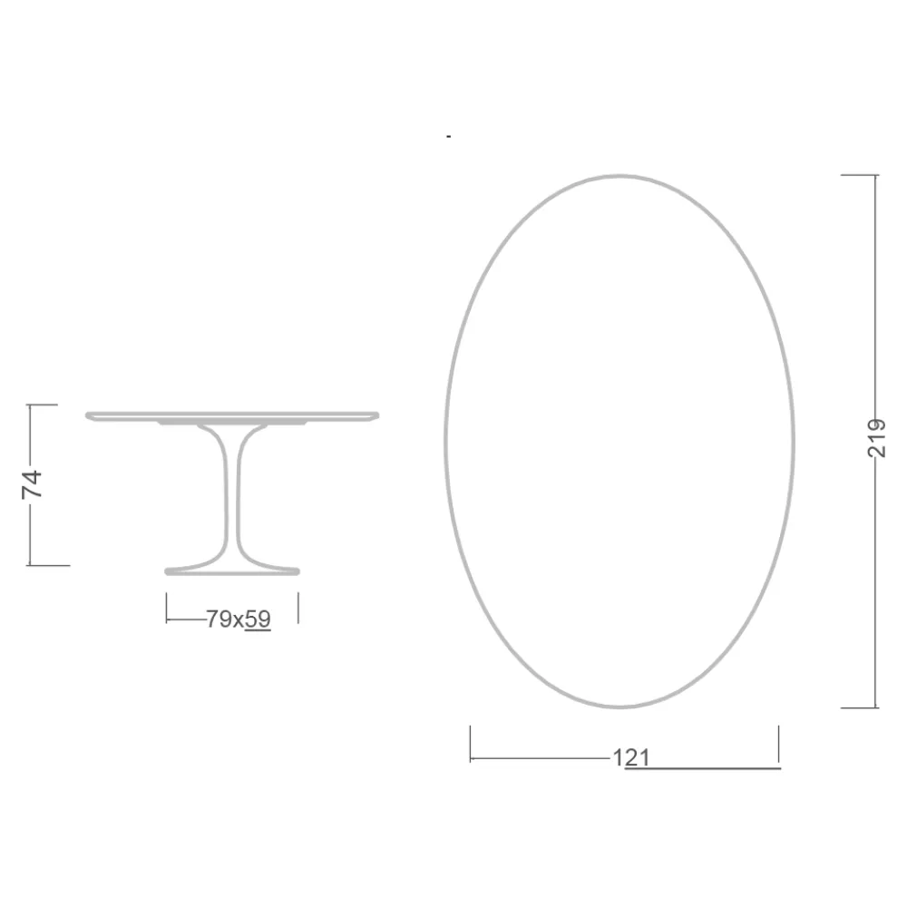Viadurini Living Tulip Tische|Esstisch Oval-Eero Saarinen Tisch H 74 mit ovaler Platte aus goldenem Calacatta-Marmor Made in Italy - Scharlachrot
