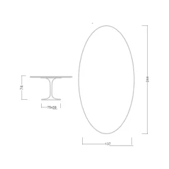 Viadurini Living Tulip Tische|Esstisch Oval-Eero Saarinen Tisch H 74 mit ovaler Platte aus goldenem Calacatta-Marmor Made in Italy - Scharlachrot
