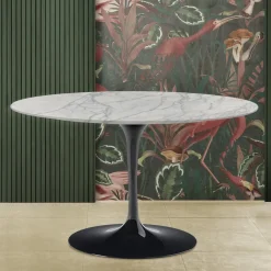 Viadurini Living Tulip Tische|Runde Tische-Eero Saarinen Tulip Tisch H 74 mit runder Platte aus Carrara Statuarietto Marmor - Scharlachrot