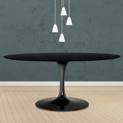Viadurini Living Tulip Tische|Esstisch Oval-Eero Saarinen Tulip Tisch H 74 Oval aus schwarz gebeizter Eiche Made in Italy - Scharlachrot