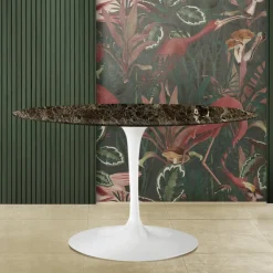 Viadurini Living Tulip Tische|Esstisch Oval-Eero Saarinen Tulip Tisch H 74 Oval aus dunklem Emperador-Marmor Made in Italy - Scharlachrot