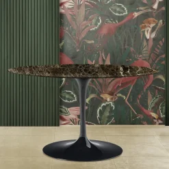 Viadurini Living Tulip Tische|Esstisch Oval-Eero Saarinen Tulip Tisch H 74 Oval aus dunklem Emperador-Marmor Made in Italy - Scharlachrot