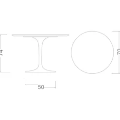 Viadurini Living Tulip Tische|Runde Tische-Eero Saarinen Tulip Tisch H 74 mit schwarzer Flüssiglaminatplatte Made in Italy - Scharlachrot