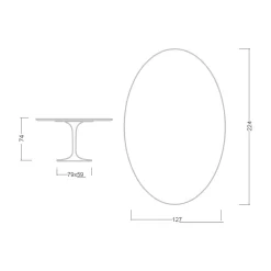 Viadurini Living Tulip Tische|Esstisch Oval-Eero Saarinen Tulip Tisch H 74 Oval aus schwarzem Marquinia Marmor Made in Italy - Scharlachrot