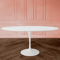 Viadurini Living Tulip Tische|Esstisch Oval-Eero Saarinen Tulip Tisch H 74 Oval ausziehbar aus weißem Flüssiglaminat - Scharlachrot