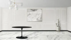 Viadurini Living Tulip Tische|Esstisch Oval-Eero Saarinen Tulip Tisch H 74 Oval ausziehbar aus schwarzem Flüssiglaminat - Scharlachrot