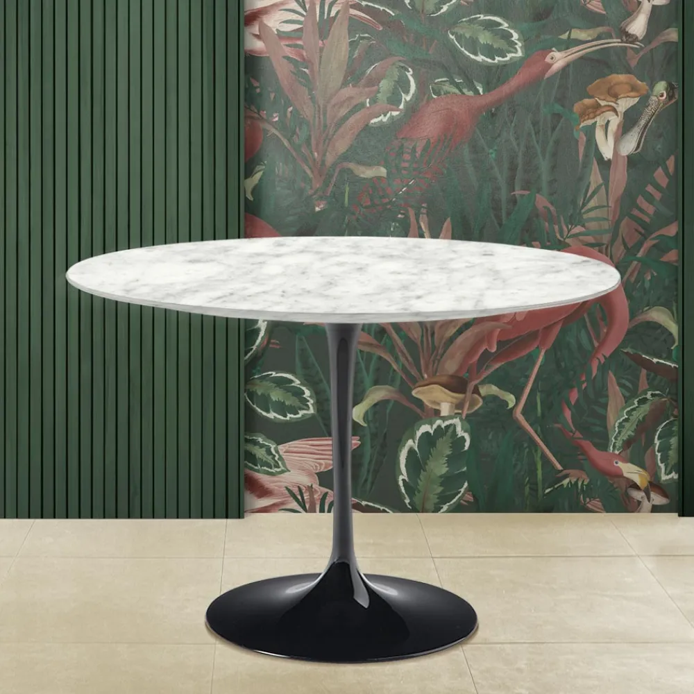 Viadurini Living Tulip Tische|Runde Tische-Eero Saarinen Tulip Tisch H 74 Rund mit Carrara Marmorplatte Made in Italy - Scharlachrot
