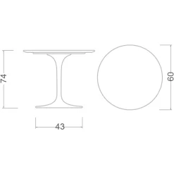 Viadurini Living Tulip Tische|Runde Tische-Eero Saarinen Tulip Tisch H 74 Rund mit Carrara Marmorplatte Made in Italy - Scharlachrot