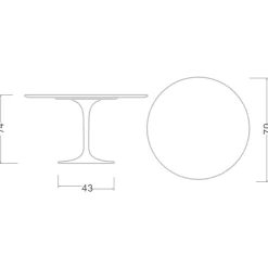 Viadurini Living Tulip Tische|Runde Tische-Eero Saarinen Tulip Tisch H 74 Rund mit Carrara Marmorplatte Made in Italy - Scharlachrot
