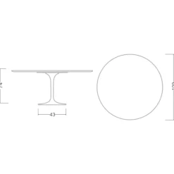 Viadurini Living Tulip Tische|Runde Tische-Eero Saarinen Tulip Tisch H 74 Rund in Gold Calacatta Marmor Made in Italy - Scharlachrot