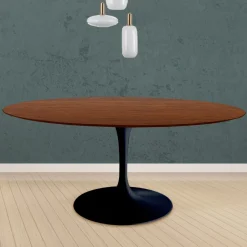 Viadurini Living Tulip Tische|Runde Tische-Eero Saarinen Tulip Tisch H 74 Rund in Eiche dunkel Nussbaum gebeizt Made in Italy - Scharlachrot