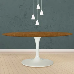 Viadurini Living Tulip Tische|Esstisch Oval-Eero Saarinen Tulpentisch H 74 Oval aus heller, nussbaumfarben gebeizter Eiche Made in Italy - Scharlachrot