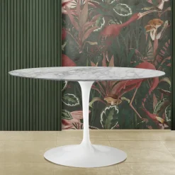 Viadurini Living Tulip Tische|Esstisch Oval-Eero Saarinen Tulpentisch H 74 mit ovaler Platte aus Arabescato-Marmor Made in Italy - Scharlachrot