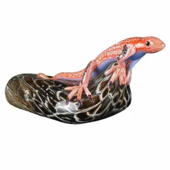 Viadurini Living Deko Artikel Und Wohnaccessoires-Eidechsenförmige Statue auf Stein aus farbigem Glas Made in Italy - Certola