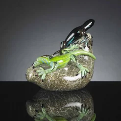 Viadurini Living Deko Artikel Und Wohnaccessoires-Eidechsenförmiges Ornament aus farbigem Glas Made in Italy - Certola