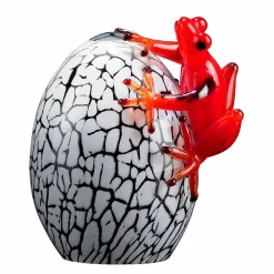 Viadurini Living Deko Artikel Und Wohnaccessoires-Eiförmige Statue mit Frosch aus farbigem Glas Made in Italy - Huevo