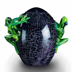 Viadurini Living Deko Artikel Und Wohnaccessoires-Eiförmiges Ornament mit Fröschen aus farbigem Glas Made in Italy - Huevo