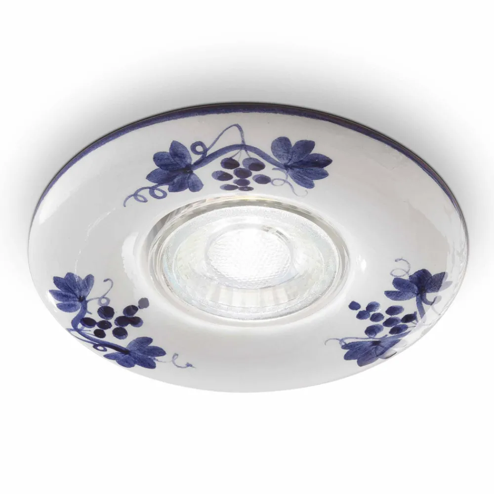 Ferroluce Shabby Chic Deckenleuchten-Einbaustrahler handdekoriert aus Keramik von Pescara