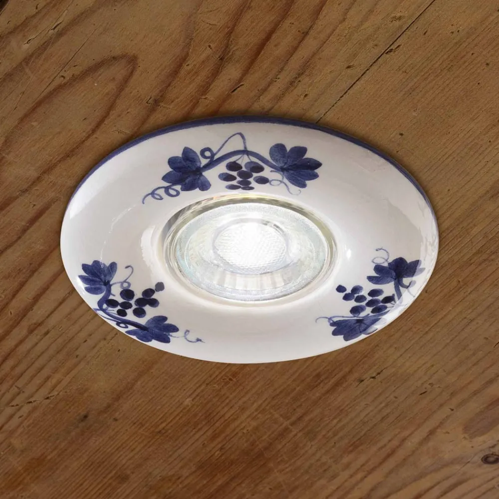Ferroluce Shabby Chic Deckenleuchten-Einbaustrahler handdekoriert aus Keramik von Pescara