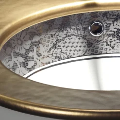 Viadurini Bathroom Waschbecken Aus Fire Clay-Einbauwaschbecken aus Schamott mit Platin-Spitzenband, hergestellt in Italien – Erioli