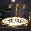Viadurini Bathroom Waschbecken Aus Fire Clay-Einbauwaschbecken Deko aus Fire Clay und 24k Gold handgemacht, Otis