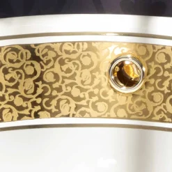 Viadurini Bathroom Waschbecken Aus Fire Clay-Einbauwaschbecken rund aus Fire Clay und 24k Gold made in Italy, Otis