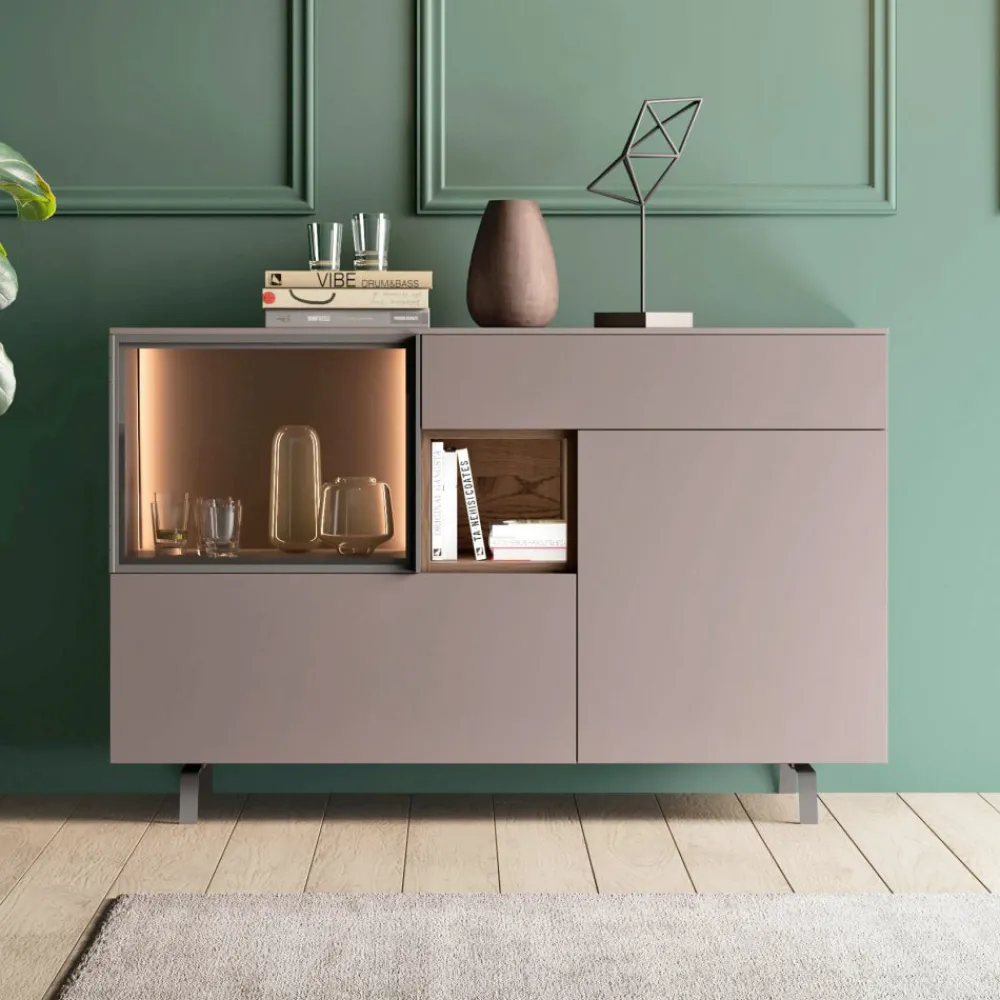 Viadurini Living Sideboards-Eingangs- oder Wohnzimmer-Sideboard aus ökologischem Holz und Luxusglas - Bruno