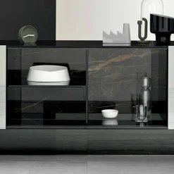 Viadurini Living Sideboards-Eingangsdesign Sideboard mit 2 Türen aus Rauchglas Made in Italy - Scocca
