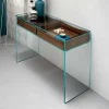 Viadurini Living Konsolentisch Flur-Eingangskonsole aus extra klarem Glas mit 2 Schubladen aus Nussbaum Canaletto - Selex