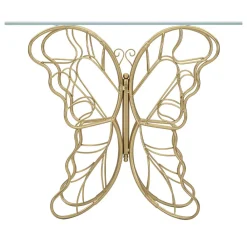 Viadurini Living Konsolentisch Flur-Eingangskonsole aus Goldeisen mit transparenter Glasplatte - Farella