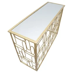 Viadurini Living Konsolentisch Flur-Eingangskonsole mit goldenem Spiegel und Eisenstruktur - Bollina