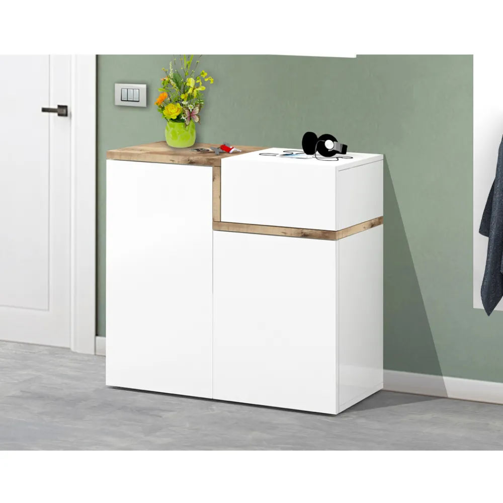 Viadurini Living Schuhschrank-Eingangsschuhregal 3 oder 4 Türen aus weißem Holz und Schiefer oder Ahorn - Tiscali