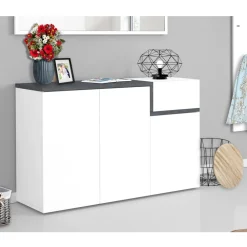 Viadurini Living Schuhschrank-Eingangsschuhregal 3 oder 4 Türen aus weißem Holz und Schiefer oder Ahorn - Tiscali