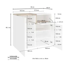 Viadurini Living Schuhschrank-Eingangsschuhregal 3 oder 4 Türen aus weißem Holz und Schiefer oder Ahorn - Tiscali