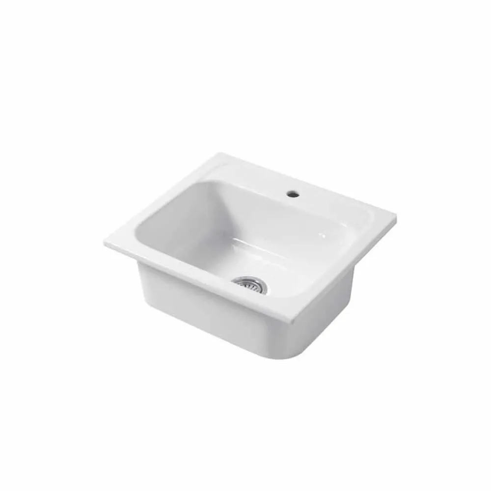 Viadurini Bathroom Keramikwaschbecken-Einloch-Arbeitsplatte und Wandeinsatz aus farbigem Keramik-Capri