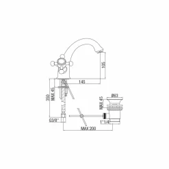 Viadurini Taps Waschbeckenarmaturen-Einlochiger Messing-Waschtischarmatur mit Made in Italy-Ablauf - Lisca