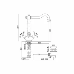 Viadurini Taps Waschbeckenarmaturen-Einlochmischer im klassischen Design für Waschbecken aus Messing Made in Italy - Lisca