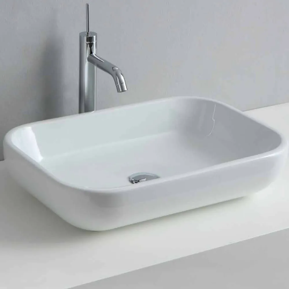 Viadurini Bathroom Keramikwaschbecken-Einloch-Waschtisch oder Wandwaschbecken aus Keramik Riardo