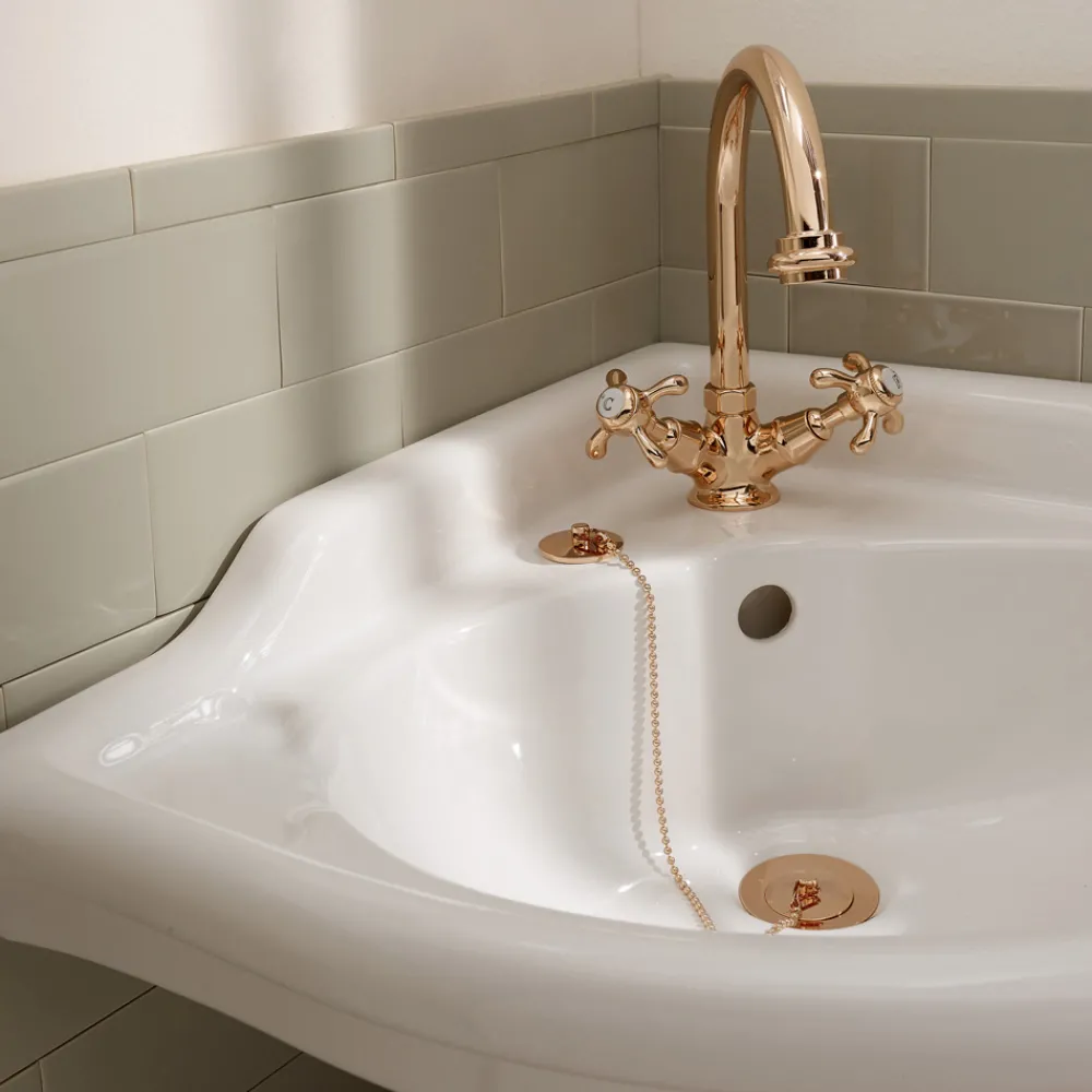 Viadurini Bathroom Waschbeckenarmaturen-Einloch-Waschtischbatterie im Vintage-Stil aus Messing Made in Italy - Klarisa