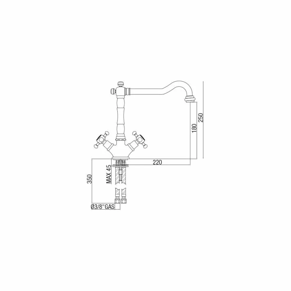 Viadurini Taps Küchenarmaturen-Einloch-Waschtischmischer in Messing Klassisches Design Made in Italy - Castor