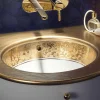 Viadurini Bathroom Waschbecken Aus Fire Clay-Einsatzwaschbecken Barock aus Fire Clay und 24k Gold handgemacht in Italien, Egeo