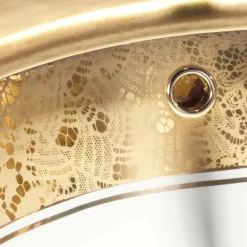 Viadurini Bathroom Waschbecken Aus Fire Clay-Einsatzwaschbecken Barock aus Fire Clay und 24k Gold handgemacht in Italien, Egeo